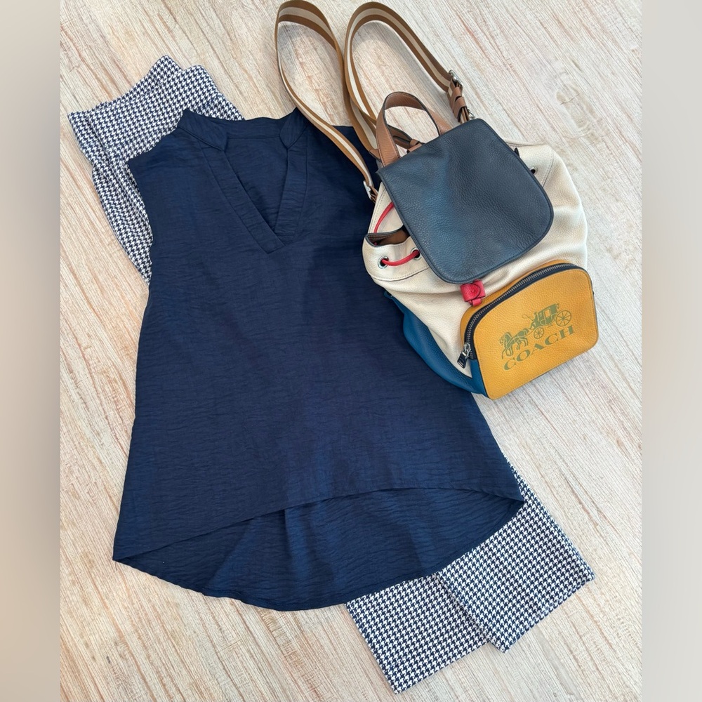 Navy V-Neck Women's Top